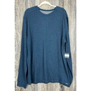 NWT Eddie Bauer Long Sleeve Thermal Crew Neck Waffle Henley Shirt Blue Size XLT